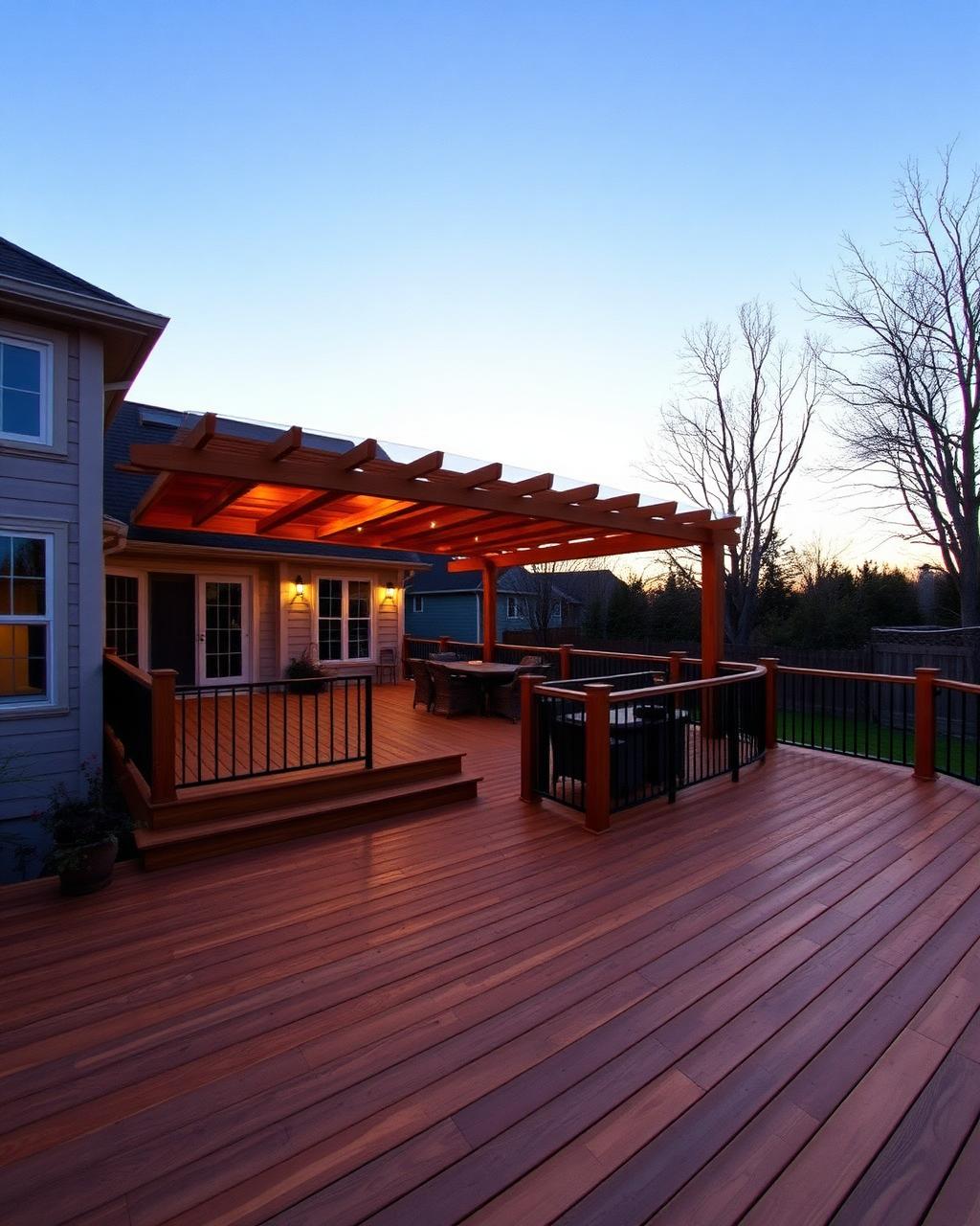 Custom wood deck with pergola